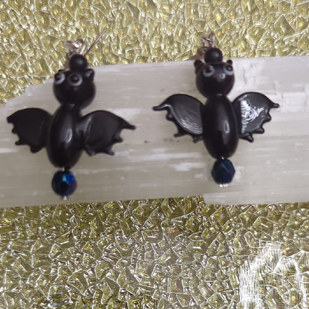 Charming Black Bat Earrings